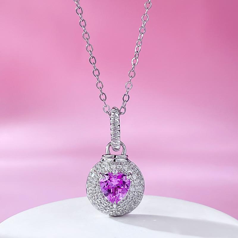 New S925 Silver Heart-shaped Full Set Pendant Necklace, Niche, Exquisite, Fashionable, High-quality Wedding Jewelry