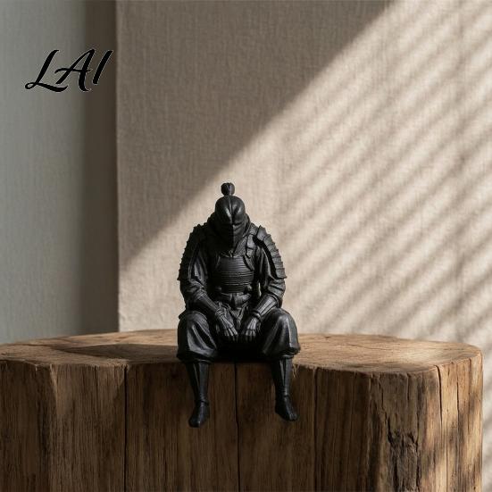 Unique Resin Sculptures for Table 3D Printed Contemplative Warrior Figurine Seated Edge Sitting Statue Gifts Men Desk Accessories Desktop