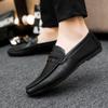 Leather Shoes for Men Flat Man Casual Shoe Round Toe Non Slip and Waterproof Luxury Sale Classic Original 2024 Trend Pu New In