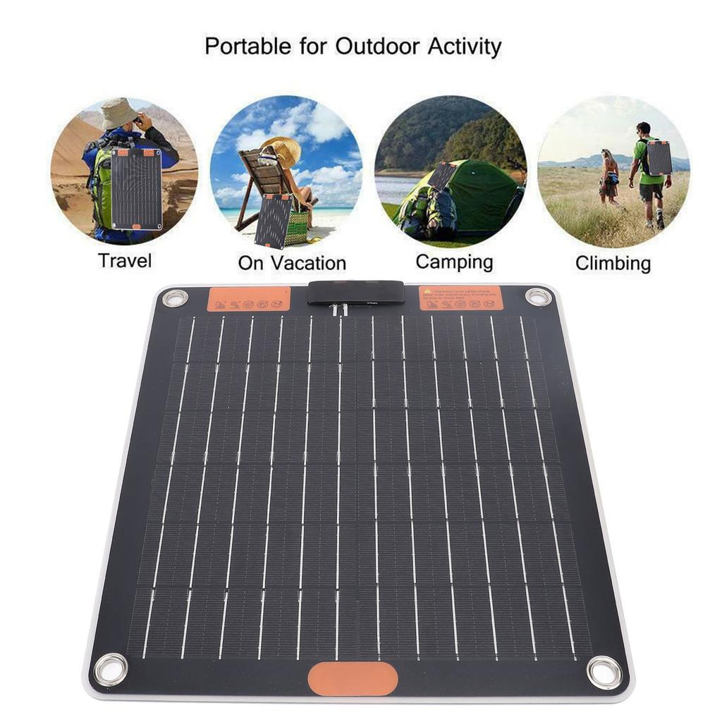 Solar Panel Double Sided 20W Dual TYPE C Output 5V 2A Ultra Thin Portable Solar Panel for Travel Camping