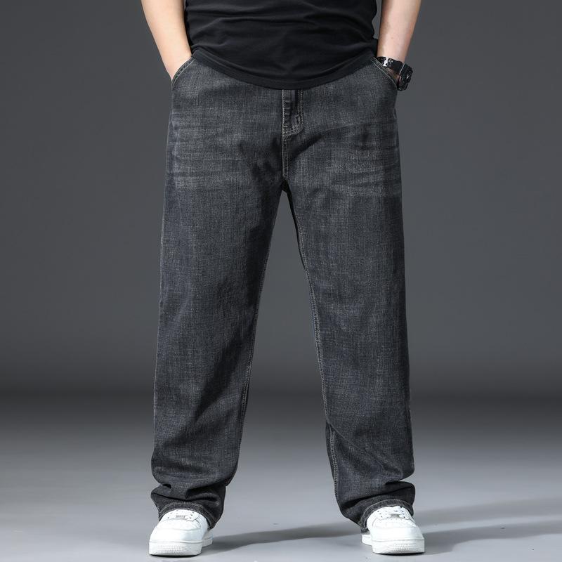 

Весенняя Новинка Мужские Джинсы Брюки с Высокой Посадкой Свободного Кроя Для Мужчин Среднего Возраста Деловой Повседневный Стрейч Прямые Брюки Большого Размера Джинсовые Брюки 48