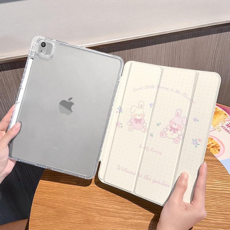 Smart Cover with Pencil Holder for Samsung Tab S6 Lite 10.4 Inch TPU Soft Case for Tab S7 S8 S9 11 Plus S10 S9 12.4 Inch Bear