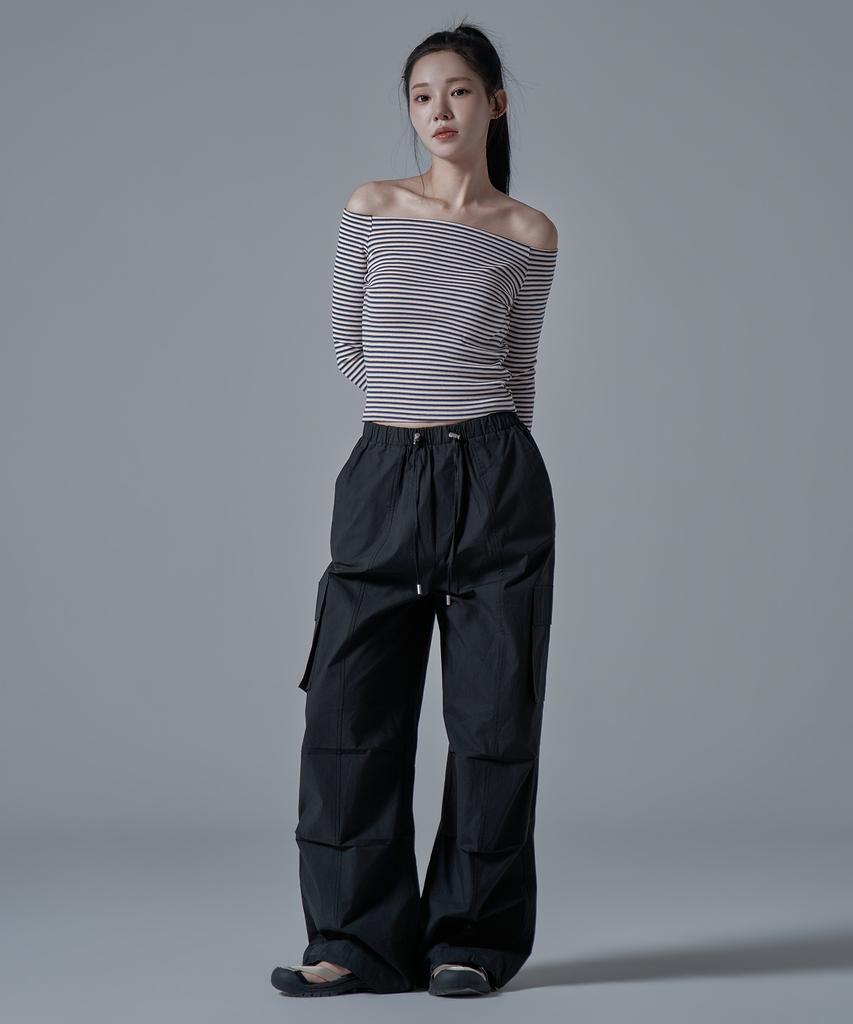 WAARFORWOMAN W1143 Cotton Banded Cargo_Black
