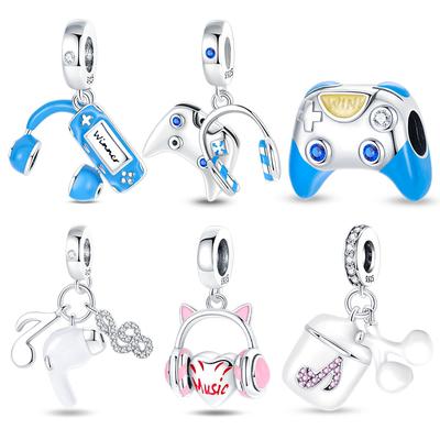 Breloques pour écouteurs de musique plaquées argent pour bracelets originaux et colliers à faire soi-même, bijoux fins à offrir