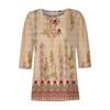 Women's Fashion Casual Long 3/4 Sleeve Flower Buttons Print U-Neck Pullover Top Blouse