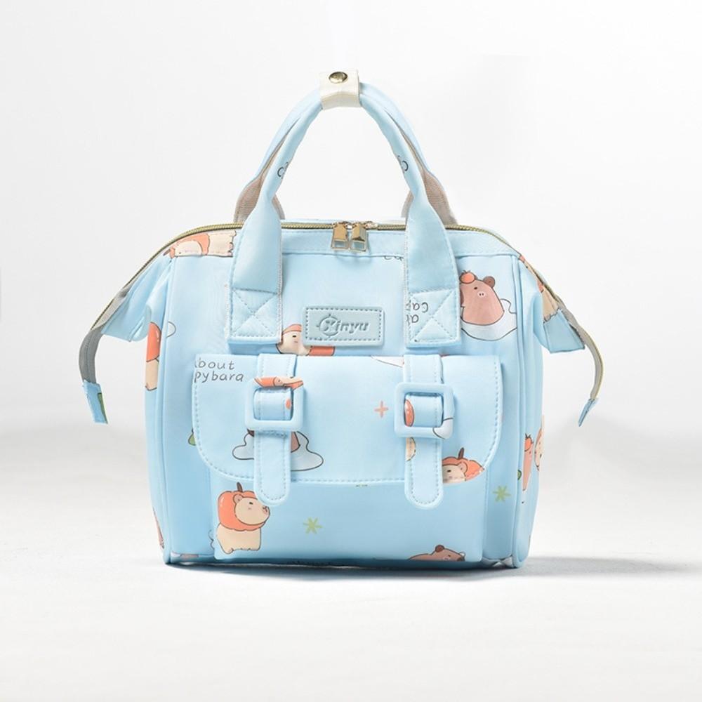 

Рюкзак для мамы с мультяшным принтом, большой вместимости, сумка для кормления грудью, дорожный рюкзак, для активного отдыха светло-синий