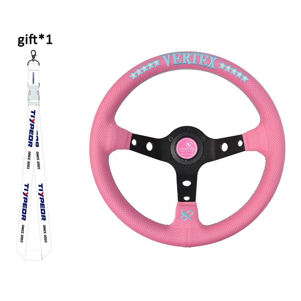 Vertex 320MM Star Embroidery Sports Steering Wheel Golden Wiring Universal Modified Steering Wheel with Forever