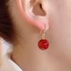 Trendy Retro Red Bead Earrings: Elegant, Simple, and Stylish Ear Hooks