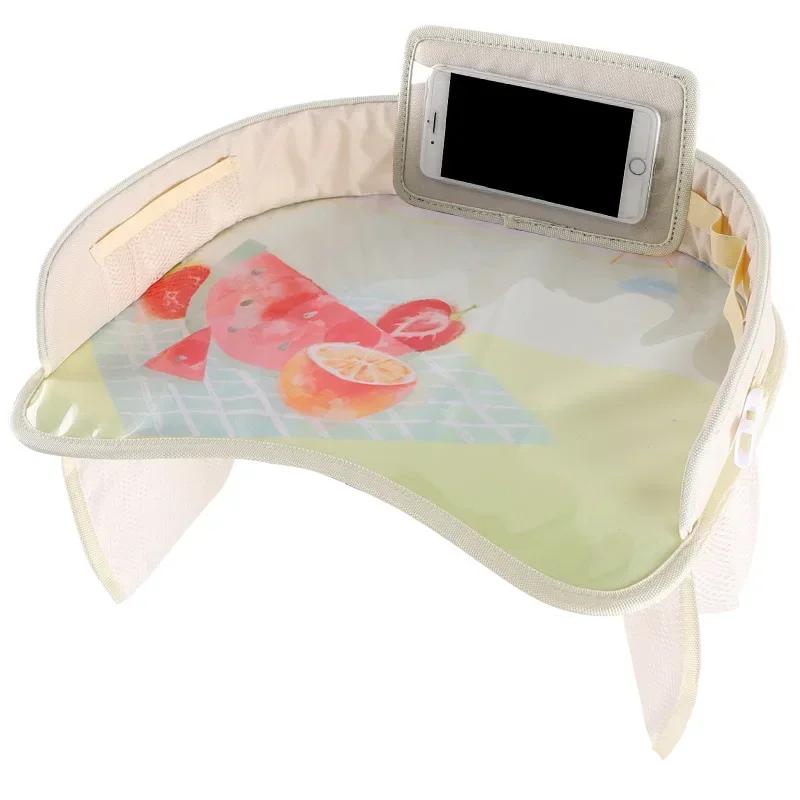 Kids Travel Tray Car Seat Activity and Play Tray Organizer for Children and Toddlers Lap Desk with Tablet Phone Holder Foldable