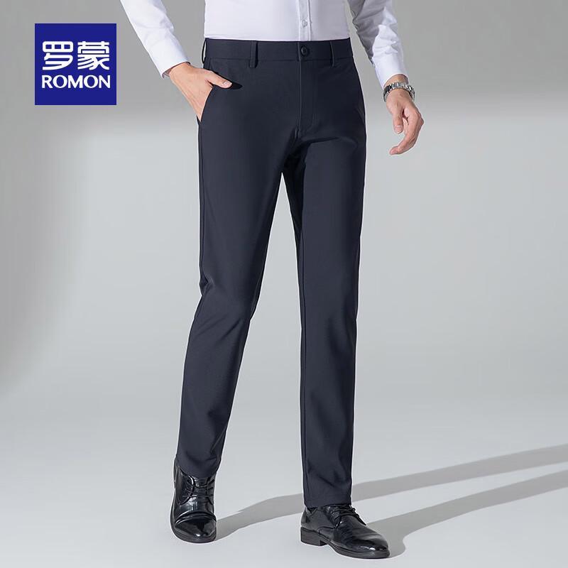 Luomeng Herren Four-Way-Stretch Fleece-gefütterte Straight-Leg Business Casual Hose