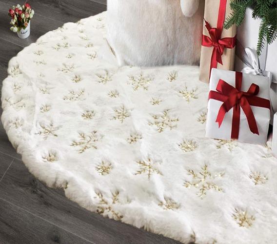 Přeshraniční sukně na vánoční stromeček – špičková bílá dekorace se 78 cm 90 cm 122 cm plyšovými jiskrami
