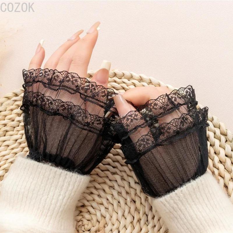 1 pár Odnímatelné hřejivé návleky na zápěstí halenky Gázové Elastické Univerzální Manžety rukávů Falešné manžety Dámské Krajkové manžety Rukávy Manžety svetru