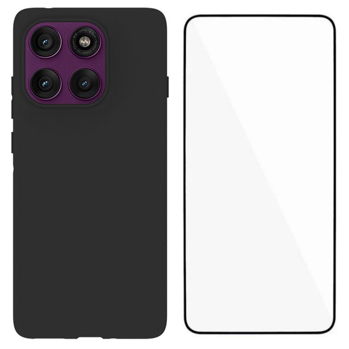 

Для Motorola Edge 60 Pro 5G TPU чохол WANLONFENG MS Series Матова задня кришка із загартованим склом (Об єктив з великим отвором) Black