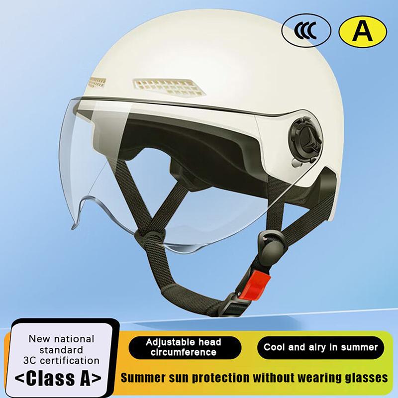 1 Piece 3C Certified Men'S And Women'S Adult Cartoon Electric Bicycle Motorcycle Half Helmet With Goggles Bicycle Safety Helmet