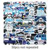 50pcs Cartoon Police Car Stickers: Creative Vehicle, Suitcase & Water Bottle Decorations