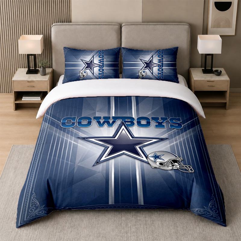 3Pcs Bedding SetDallas Cowboys Soft Bed Sheet and Two Pillowcases Home Bedroom Decor