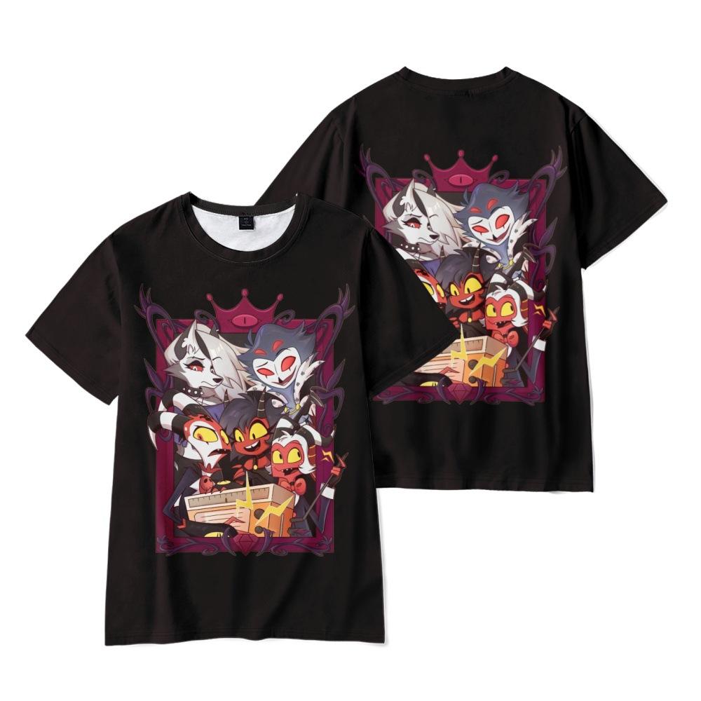 

Helluva Boss Аниме Женщины Мужские футболки Рубашка с рисунком Мультфильм Печатный О-образным вырезом Негабаритные с короткими рукавами Модная мужская одежда Уличная одежда M вино красного