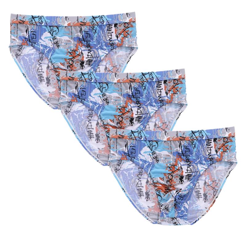3PCS Fashion Men's Breathable Underwear Underpants Ice Silk Briefs Panties Big Size L XL 2XL 3XL 4XL 5XL 6XL