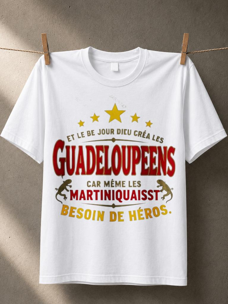 Guadeloupeens With French Quote Stars Lizard Icons And Red Gold Martinique Heroes Typography Unisex Unisex All TShirt