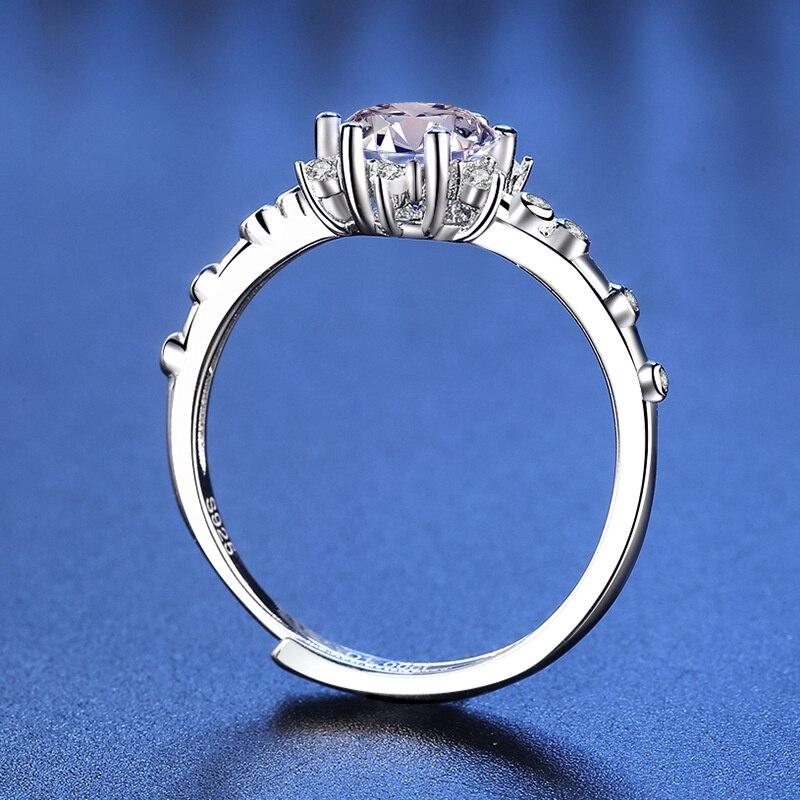 Bague Ringen Snowflake Rings 1 Carat Colored Moissanite Ring For Women Christmas Gift Romantic Winter Sterling Silver 925 Jewelry