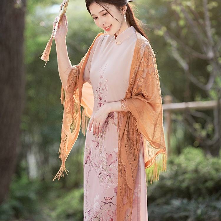 New Sunscreen Lace Split Shawl Fashion Versatile Cape Shawl Sunscreen Clothing Women's Summer Thin Shawl Shawl