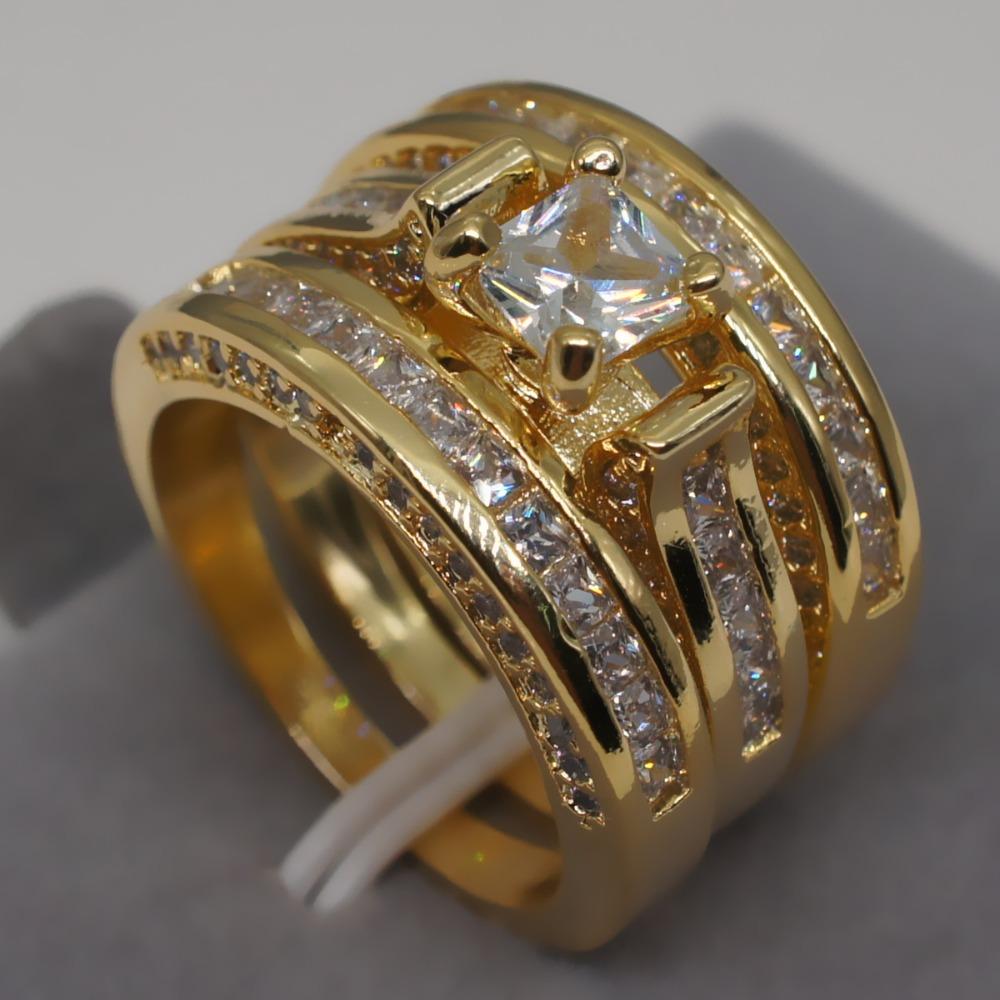 Luxury Square Diamond Engagement Ring Set for Women European Style Wedding Jewelry Gift no. 6