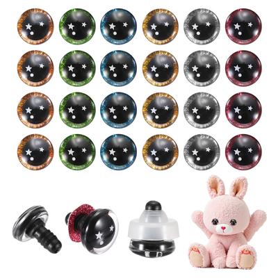PATIKIL 25mm Sterrenpaar Veiligheidsset van Realistische Veiligheidsoogjes voor Gehaakte Poppen met Decoratieve Haakpop 6 Kleuren Ogen, 30, Ringetjes, Accessoires,