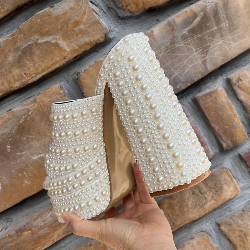 Fashion 2025 New Handmade Full Rhinestones Platform Wedges Women Slippers Sandals Fashion Summer High heels Mules Slides Chunky Shoes