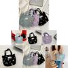 Adorable Purple Butterfly Embroidered Handheld Bag Trendy Cotton Linen Lunch Tote For Everyday Use And Stylish Outfits