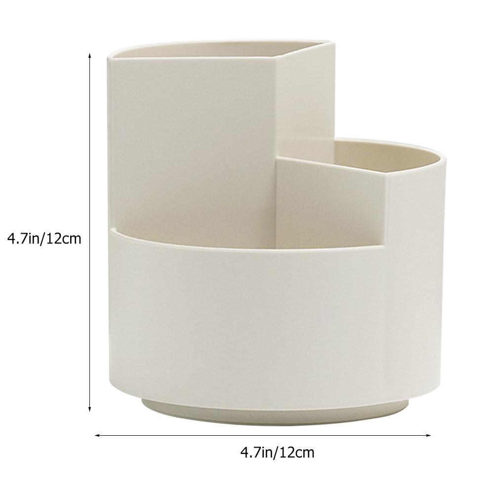 Rotating Base 3-Compartment Pencil Holder for Cosmetics Makeup Brushes Lipstick Storage Desktop Organizing Box Home Office