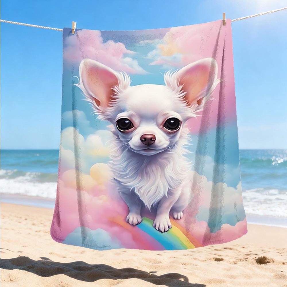 1pc Rainbow Dog Print Outdoor Soft Polyester Flannel Throw Blanket Versatile for All Seasons , Soft , Cozy , Warm All Season Quilted Throw ,