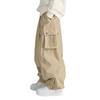 Men Pants with Multi Pockets Elastic Waist Ankle-banded Oversized Vintage Cargo Pants Solid Color Streetwear Slacks for Outdoor Hiking Camping