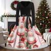 Women's Vintage V-Neck Long Sleeve Christmas Print Casual Dress