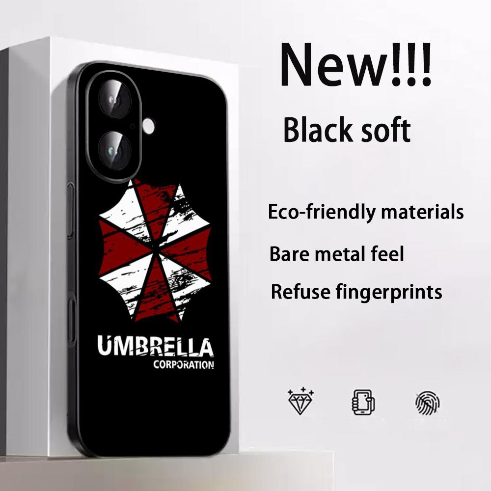 Classic Evil Umbrella Cool Pattern Design Phone Case For iPhone 17 16 15 14 13 12 Plus Mini Pro Max Soft Black Shockproof Cover