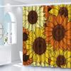 Sunflower Burst Shower Curtain: Embrace The Vibrant Floral Design, Soft Fabric, And Sunny Vibes For Your Bright Bathroom
