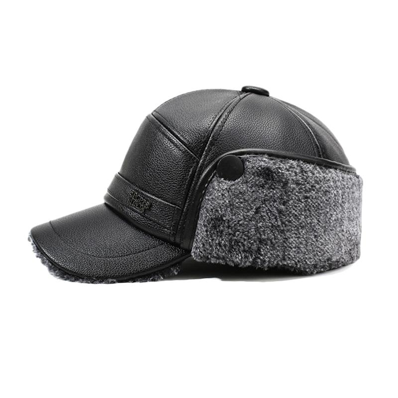 Winter Middle-Aged and Elderly Men's Hat Father Grandfather Warm Velvet Leather Hat Ear Protection Cap Outdoor Cap