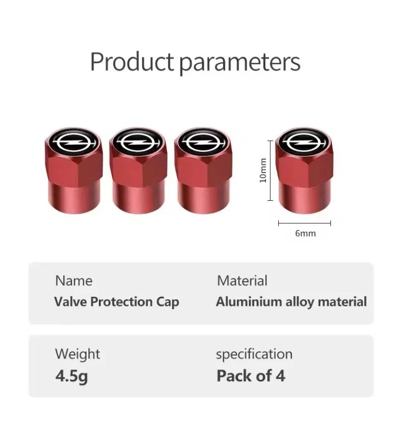 4pcs Universal Car Wheel Tire Valve Stem Caps Dust Covers Aluminum Tire Wheel Stem Air Valve Cap For Opel Astra Car Accessories MH8