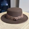 Hepburn Style French Retro Flat Top Hat Women's Autumn and Winter British Versatile Woolen Flat Top Hat Trendy Temperament Bucket Hat