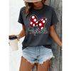 Minnie style red polka dot bow and handwritten Minnie pattern summer new women's T-shirt short sleeves