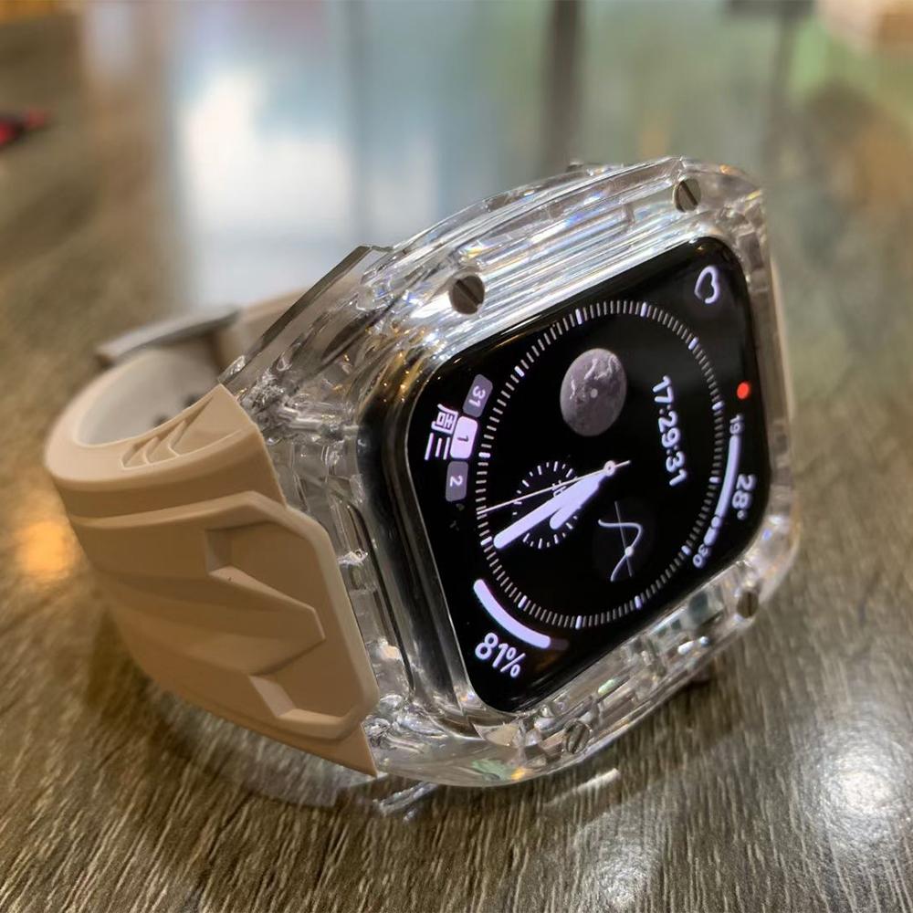 Transparent Modification Kit for Apple Watch Ultra 3 2 49mm Series 11 10 46mm 42mm PC+TPU Strap for Iwatch 9 8 7 45 41mm 40 44mm