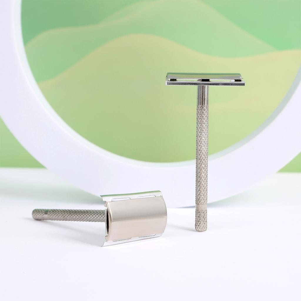 Iron Handle Safety Razor for Men Barber Shaving Body Hair Beard Manual Double Edge Razor Barbeador with 1 Blade