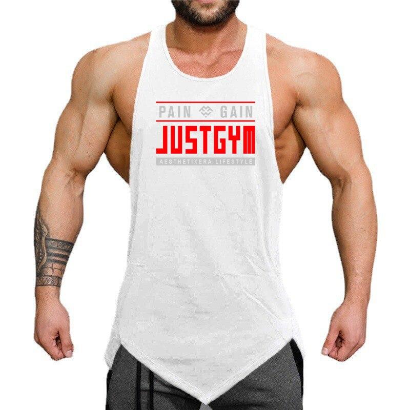 Summer Men’s Gym Clothing   Bodybuilding Training Sleeveless Tops Youthful Vitality Loose Irregular Hem Cotton Tank Tops
