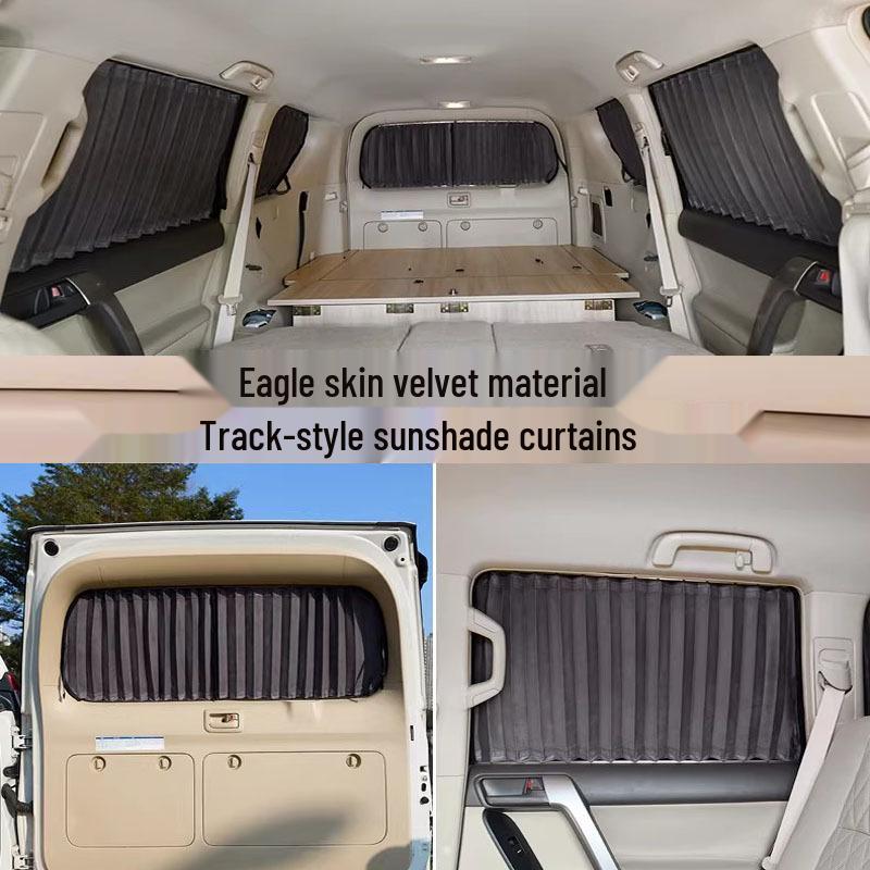 Mercedes C260L/V300 Suede Car Window Curtains - Double Rail, Non-Destructive Installation, Sun Protection & Light Blocking.