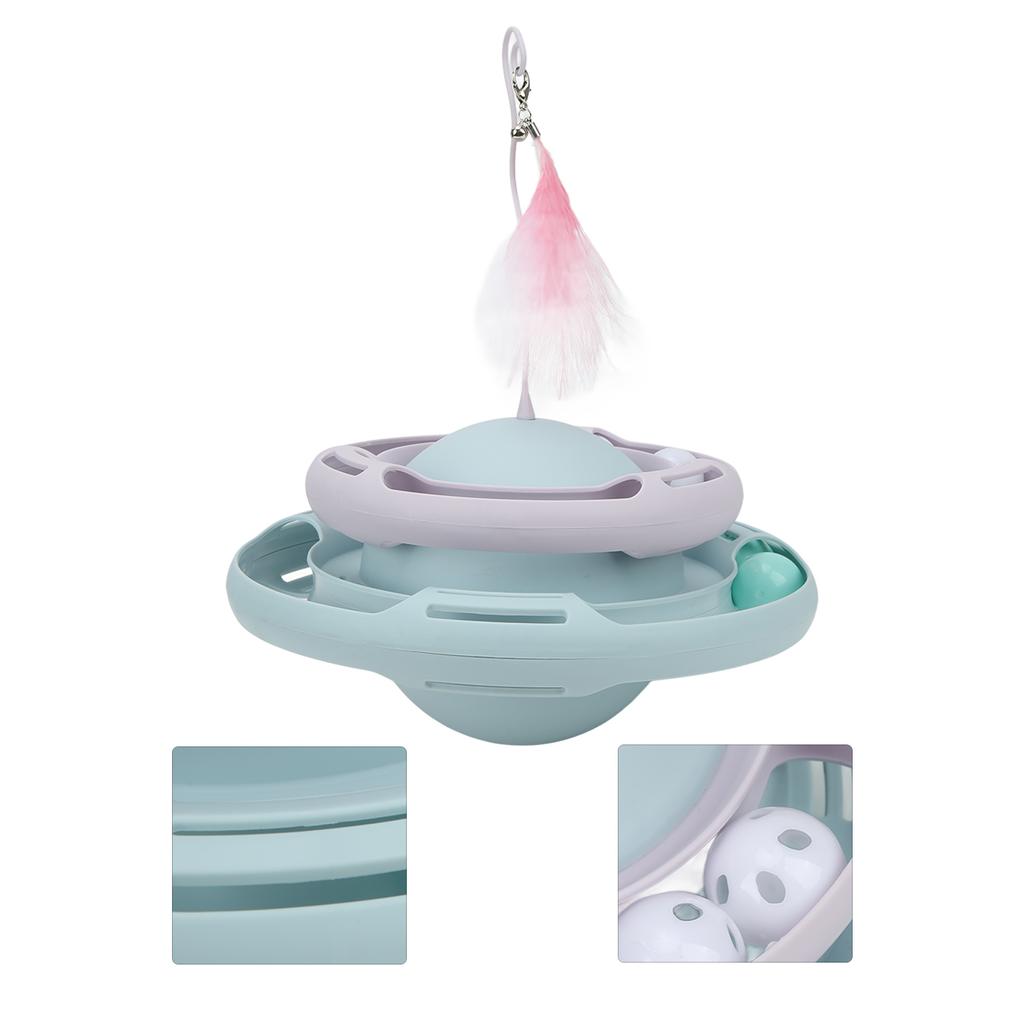 Katzen-Drehtisch-Spielzeug Sicher Multifunktional Attraktiv Puzzle-Drehtisch Kätzchen-Spielzeug mit Lustigem Katzenstab