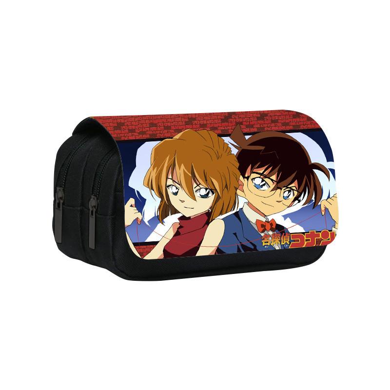 Detective Conan Double Layer Pencil Case Large Capacity Storage Organizer For Students
