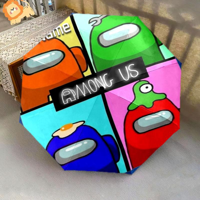 1 PC Automatic Folding Umbrella - Among Us Custom Name Pattern, Portable & Foldable Design with 8 Ribs, Christmas Birthday Gifts