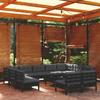 Day and Night - Day and Night Garden Furniture 12 Pieces and Cushions Black Solid Pine Wood