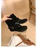 Fashion Toe Cool Boots Cover Boots Summer New Leather Fashion Round Head Personalized Herringbone Sandals