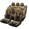 Set Of Car Seat Covers Featuring A Sunflower And Highland Cow Design, Suitable For Various Vehicles. Stylish And Personalized, T