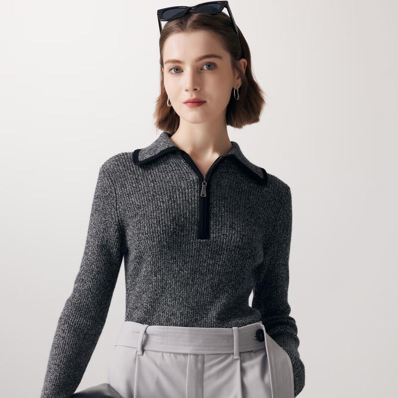 

Paluo 25 A/W 100% Cashmere Ribbed Jacquard Half-Zip Women s Sweater L (165/105)